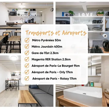 Magnifique Flat Le Belleville - Lumineux - 4 Personnes - Proche Metro Apartment *